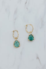 Wings Hawaii Apatite teardrop charms in 14k gold fill for hoop earrings. Fine jewelry handmade in Maui. Modern, elevated charm earrings to mix, match, customize.  thumbnail