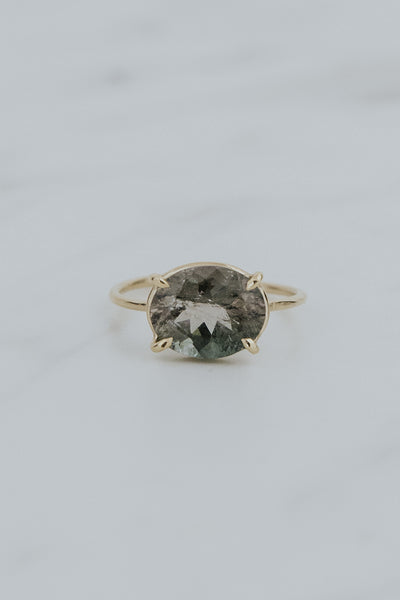 Halo Ring - Green Tourmaline | 14k YG