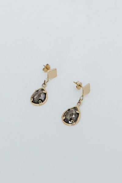 Diamond Drop Stud Earrings - 14K