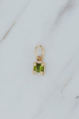 Wings Hawaii Green Tourmaline necklace charm 14k yellow gold-fill. Fine jewelry handcrafted in Maui. Charm Bar collection, modern charm necklaces made in Hawaii thumbnail