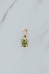 Wings Hawaii Green Tourmaline necklace charm 14k yellow gold-fill. Fine jewelry handcrafted in Maui. Charm Bar collection, modern charm necklaces made in Hawaii thumbnail