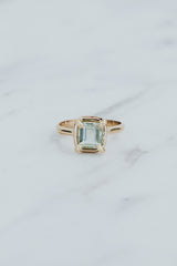 Wings Hawaii Venus ring in Aqua Tourmaline and 14k gold-filled. Fine jewelry handcrafted in Maui.  thumbnail