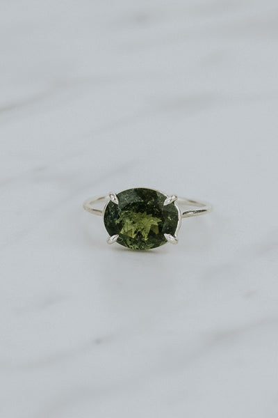 Halo Ring - Green Tourmaline | SS