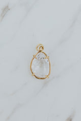 Wings Hawaii prong set Herkimer Diamond crystal necklace charm pendant in 14k gold-fill. Fine jewelry expertly handcrafted in Maui. Modern charm necklaces made in Hawaii thumbnail