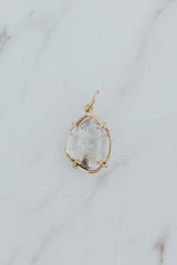 Wings Hawaii prong set Herkimer Diamond crystal necklace charm pendant in 14k gold-fill. Fine jewelry expertly handcrafted in Maui. Modern charm necklaces made in Hawaii thumbnail
