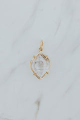 Wings Hawaii prong set Herkimer Diamond crystal necklace charm pendant in 14k gold-fill. Fine jewelry expertly handcrafted in Maui. Modern charm necklaces made in Hawaii thumbnail