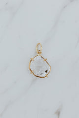 Wings Hawaii prong set Herkimer Diamond crystal necklace charm pendant in 14k gold-fill. Fine jewelry expertly handcrafted in Maui. Modern charm necklaces made in Hawaii thumbnail