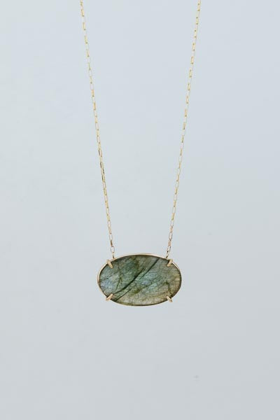 wings hawaii Prong Set Stone Necklace - Labradorite in 14k gold fill