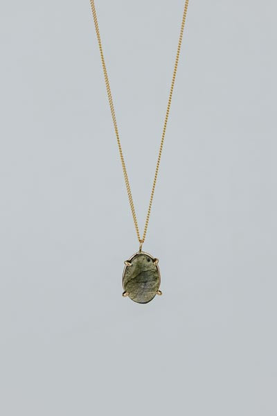 Rose Cut Gemstone Necklace - Labradorite