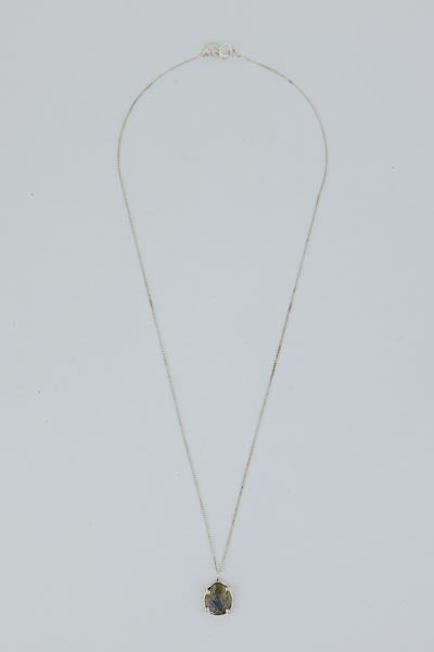 Rose Cut Gemstone Necklace - Labradorite | SS