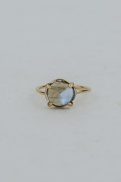 Rose Cut Gemstone Ring - Labradorite