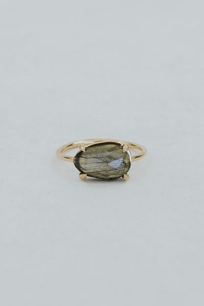 Rose Cut Gemstone Ring - Labradorite