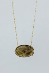 Prong Set Stone Necklace - Labradorite thumbnail
