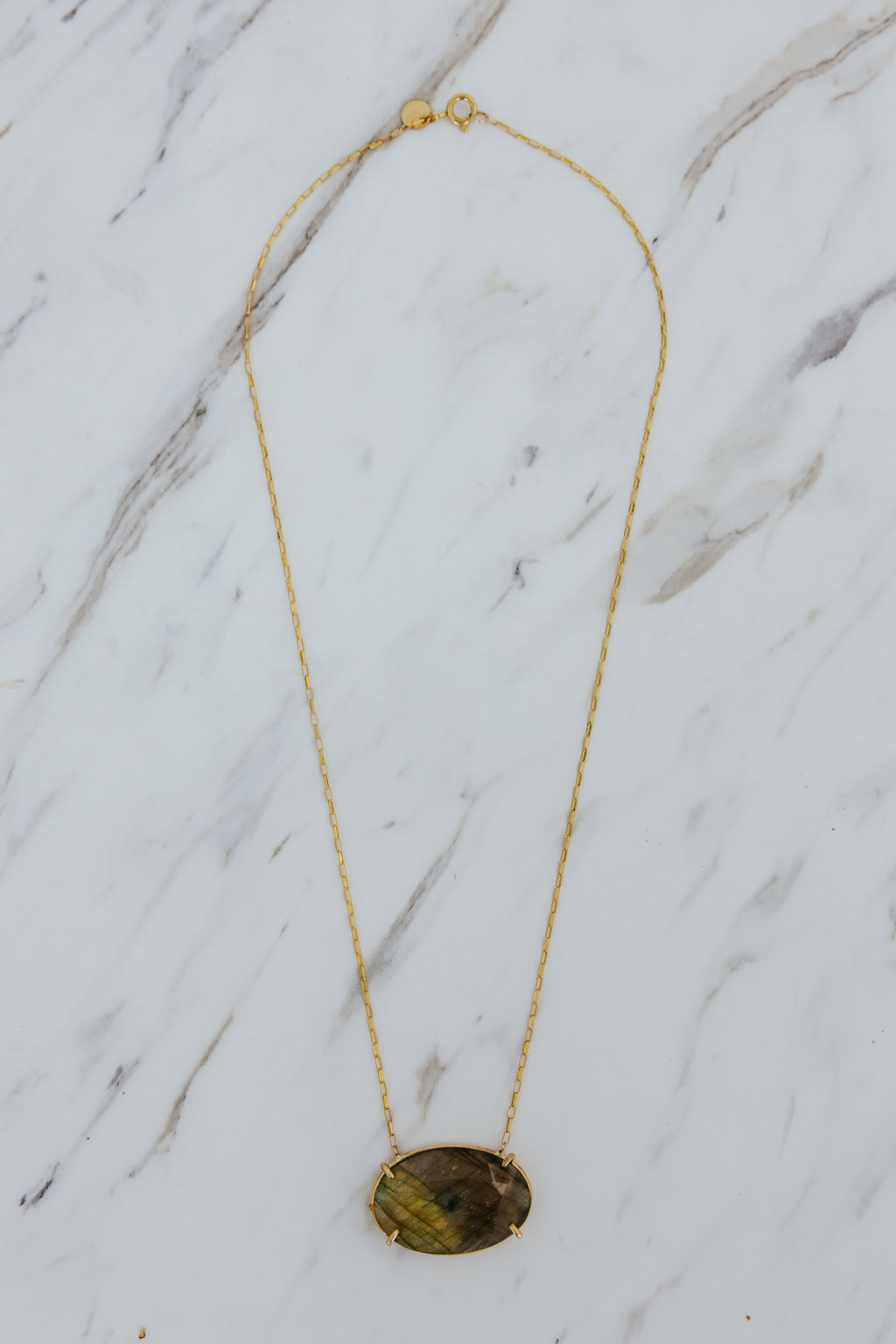 Prong Set Stone Necklace - Labradorite