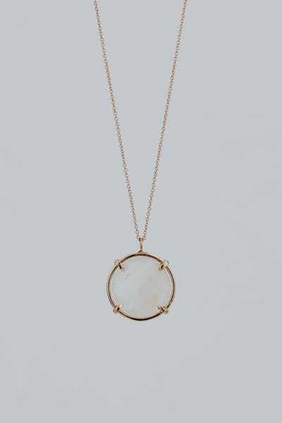 Crystal Ball Necklace - Moonstone 14k