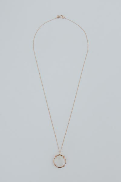Crystal Ball Necklace - Moonstone 14k