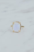 Wings Hawaii Venus Ring - Rainbow Moonstone in 14k gold-fill. Fine jewelry handcrafted in Maui. Unique, artisanal gifts handmade in Hawaii.
