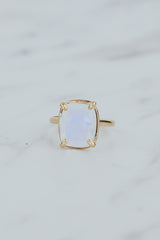Wings Hawaii Venus Ring - Rainbow Moonstone in 14k gold-fill. Fine jewelry handcrafted in Maui. Unique, artisanal gifts handmade in Hawaii.