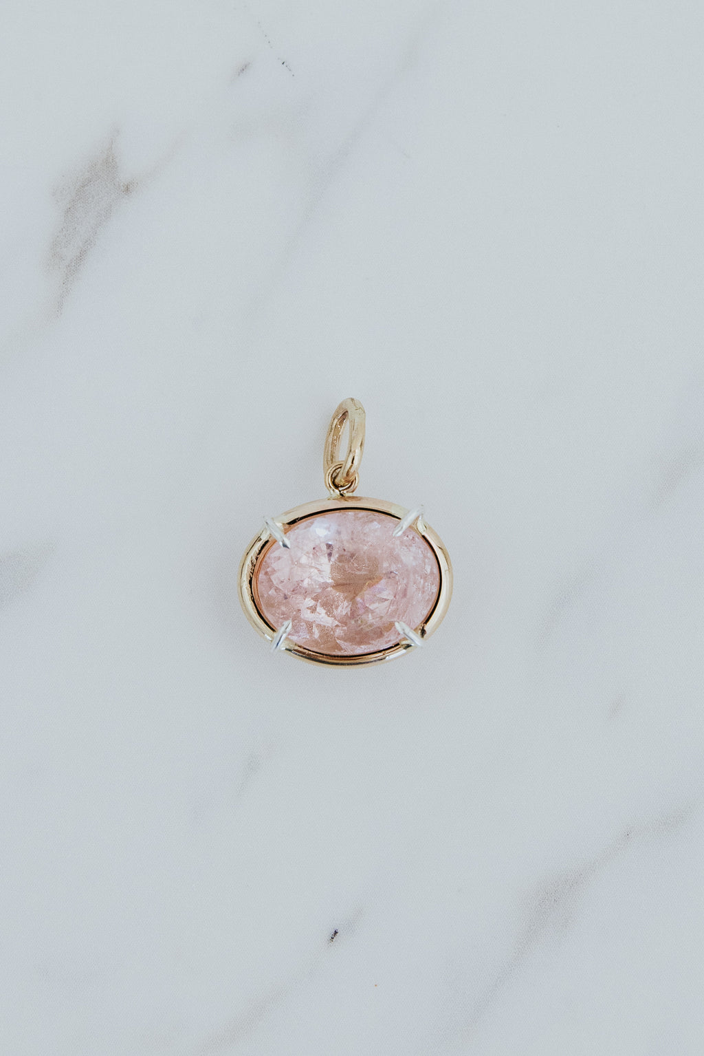Wings Hawaii Morganite necklace charm in 14k gold-filled and sterling silver mixed metals. Fine jewelry handmade in Maui. 
