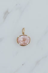 Wings Hawaii Morganite necklace charm in 14k gold-filled and sterling silver mixed metals. Fine jewelry handmade in Maui.  thumbnail