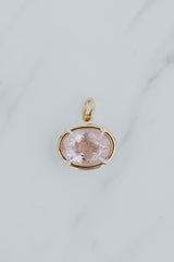 Wings Hawaii Morganite necklace charm in 14k gold-filled and sterling silver mixed metals. Fine jewelry handmade in Maui.  thumbnail