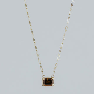 Golden Horizon Necklace - Orange Zircon 14K