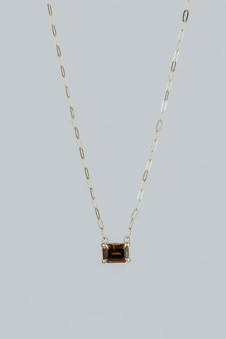 Golden Horizon Necklace - Orange Zircon 14K