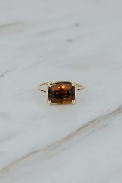 Gemstone Ring - Orange Zircon | 14k
