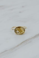 wings hawaii prong set rutilated quartz oval ring in 14k yellow gold  thumbnail