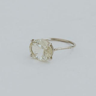 Oval Sunstone Ring - 14k White Gold