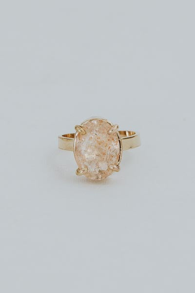 Wide Set Gemstone Ring - Sunstone