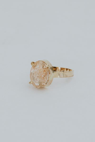 Wide Set Gemstone Ring - Sunstone