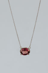 Prong Set Gemstone Necklace - Tourmaline 14K White Gold thumbnail