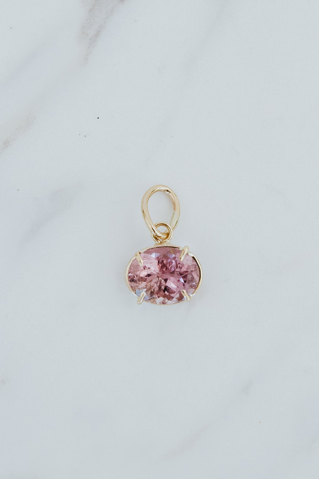 Wings Hawaii 2.82 carat pink tourmaline necklace charm in solid 14k yellow gold. Fine jewelry handmade in Maui. 