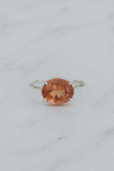 Halo Ring - Peachy Pink Tourmaline | SS