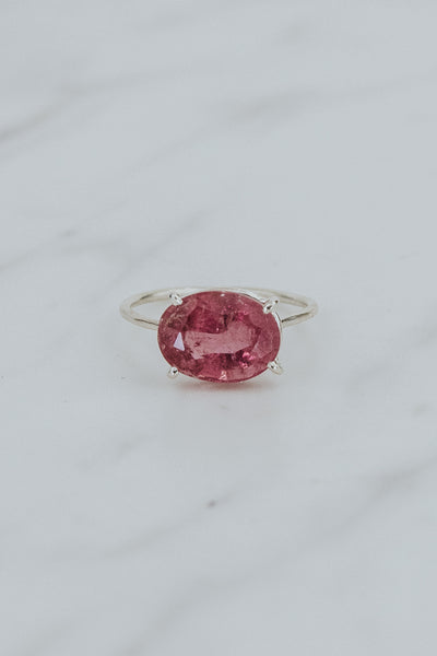 Halo Ring - Bright Pink Tourmaline | SS