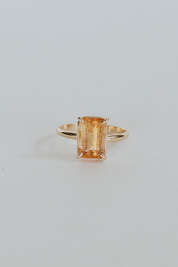Wings Hawaii prong set imperial topaz ring in 14k yellow gold 