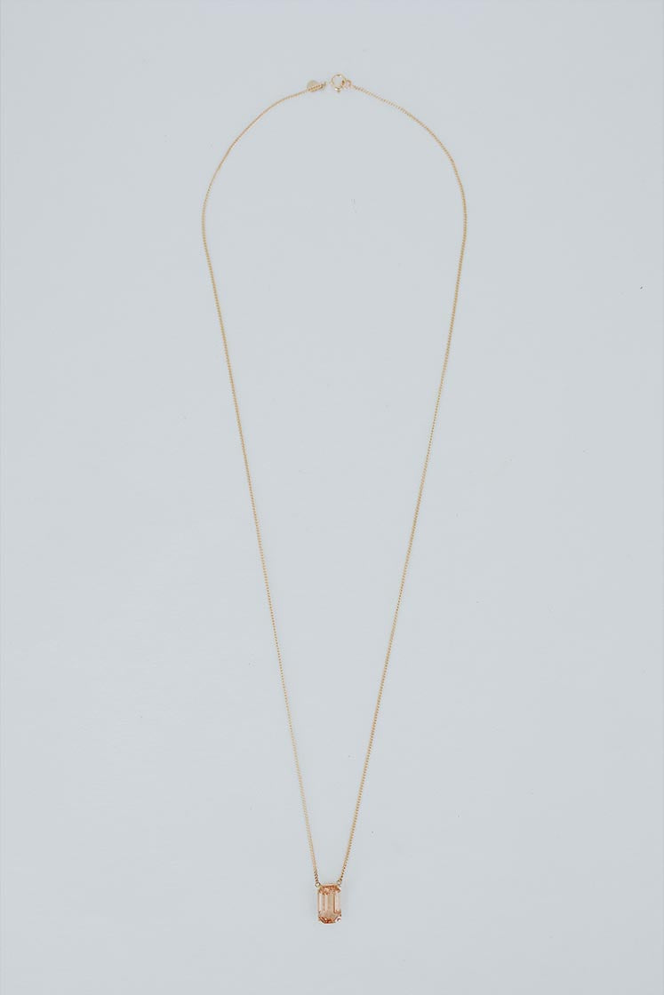 emerald cut pink sunstone 14k rose gold 