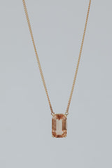 emerald cut pink sunstone 14k rose gold  thumbnail