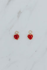 Wings Hawaii Red Coral Heart earring charms in 14k gold-filled. Fine jewelry handcrafted in Maui. Mix, match, layer, customize. Charm Bar Collection. Modern, beachy, boho chic jewelry made in Hawaii.  thumbnail