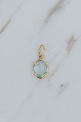 Wings Hawaii Rose-cut Aquamarine necklace charm in 14k gold-filled. Fine jewelry handcrafted with aloha in Maui. Charm Bar collection. Mix, match, customize modern charm jewelry made in Hawaii. 