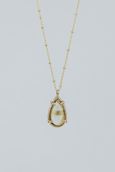 Teardrop Crystal Ball Necklace - Rutilated Quartz