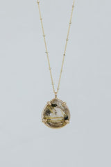 Teardrop Crystal Ball Necklace - Rutilated Quartz thumbnail