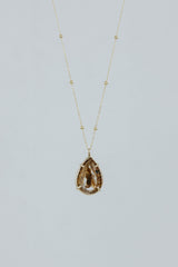 Teardrop Crystal Ball Necklace - Rutilated Quartz 14k thumbnail