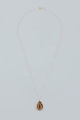 Teardrop Crystal Ball Necklace - Rutilated Quartz 14k thumbnail