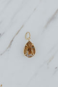 Teardrop Crystal Ball Necklace Charm - Rutilated Quartz | 14k