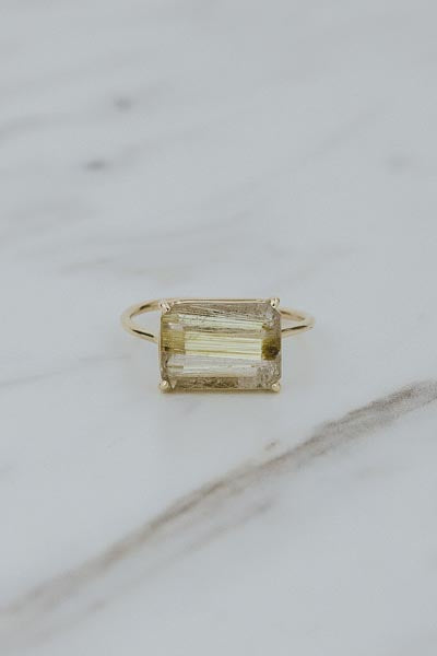 wings hawaii prong set rutilated quartz ring in 14k yellow gold 