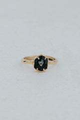 wings hawaii teal sapphire ring in 14k yellow gold  thumbnail