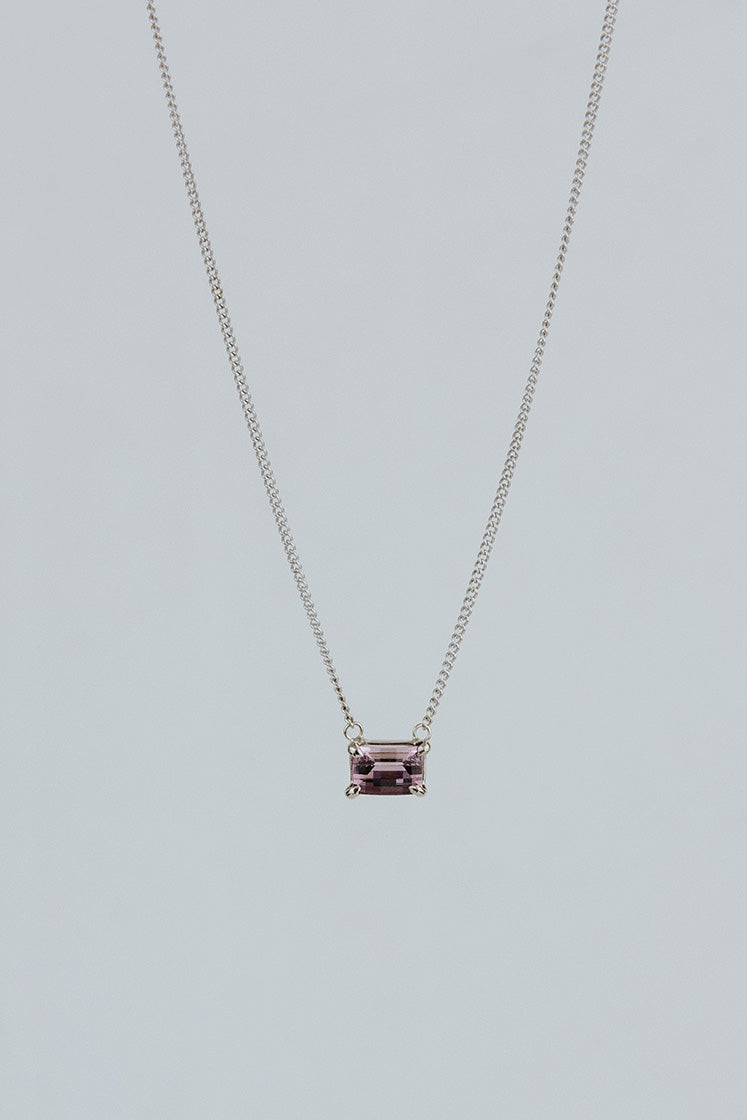 Prong Set Necklace - Purple Spinel 14K WG