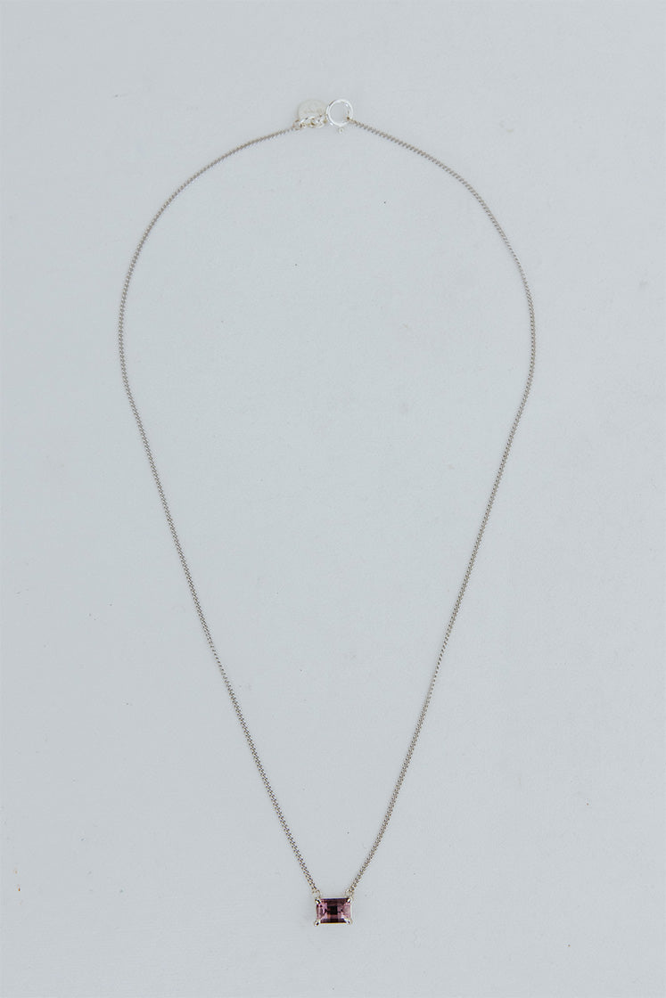 Prong Set Necklace - Purple Spinel 14K WG